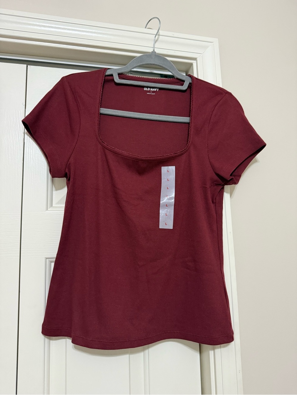 Old Navy Women's Short Sleeve Square Neck Top - Wine